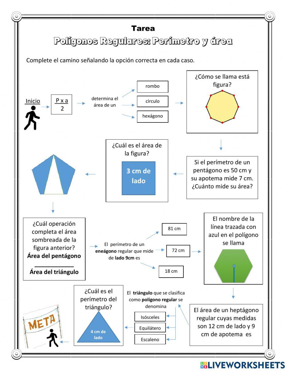 Perímetro y área polígonos regulares