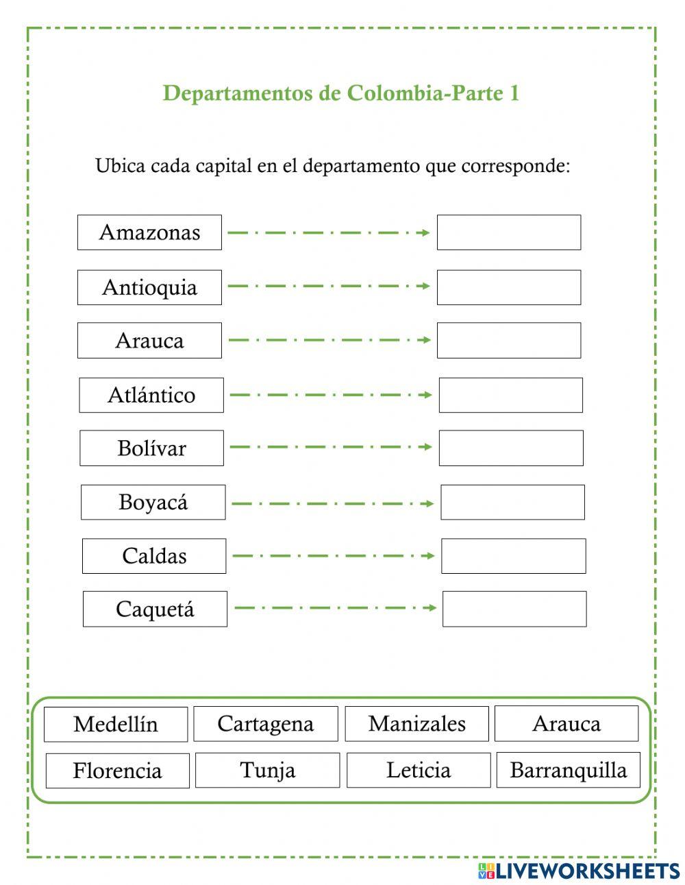 Departamentos y capitales de Colombia