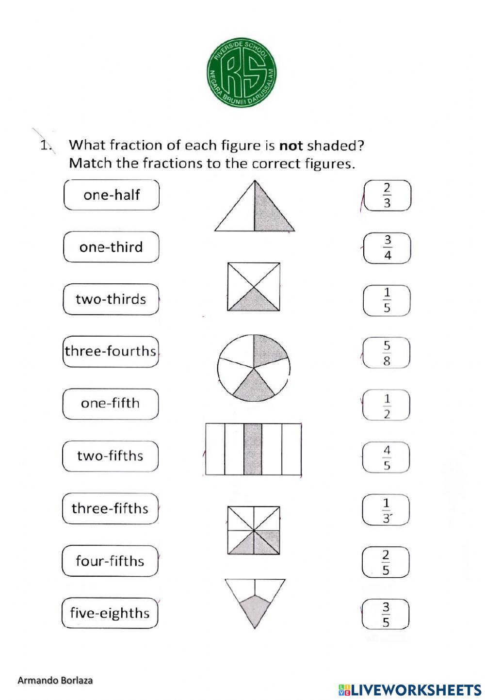 Match the fractions to the correct figure