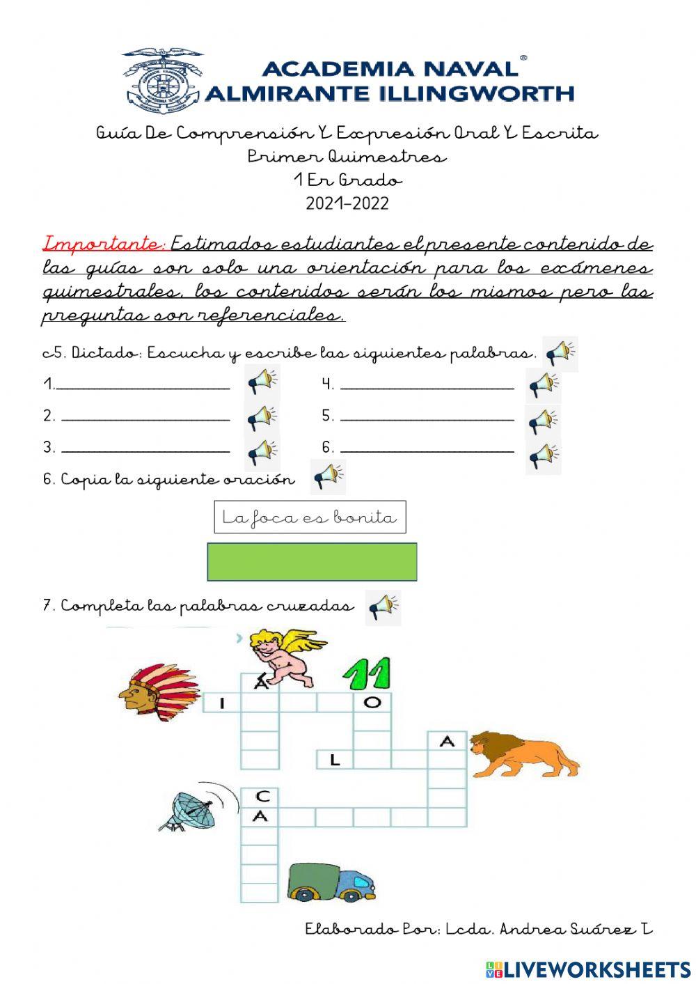 Guía de Expresión oral y escrita: 2da parte (1er GRADO)-1Q