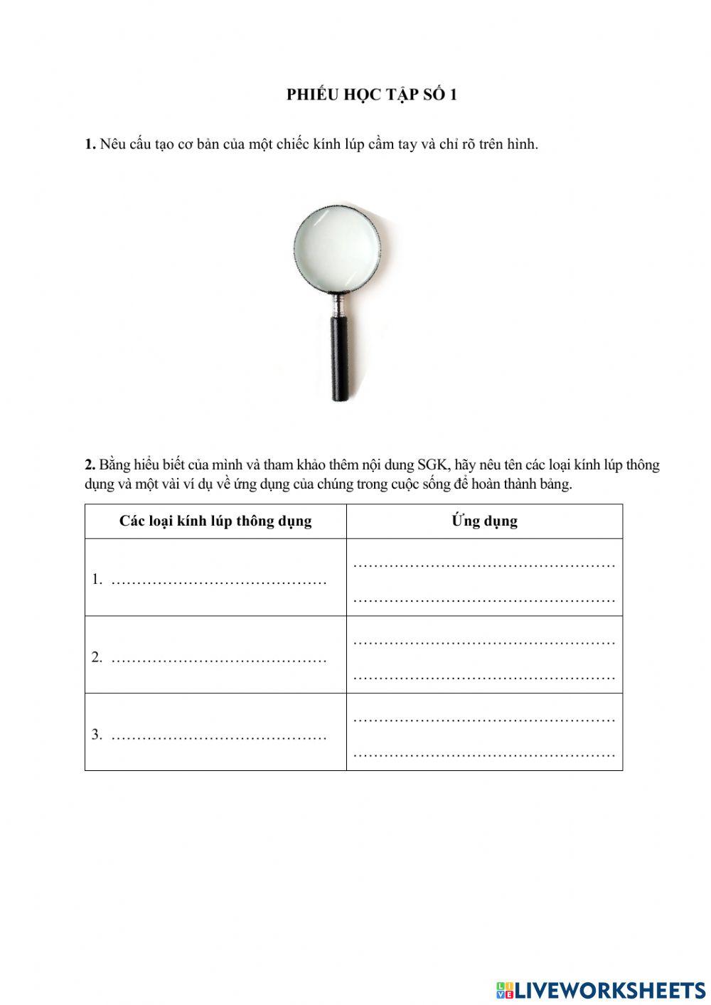 Bài 3: Sử dụng kính lúp