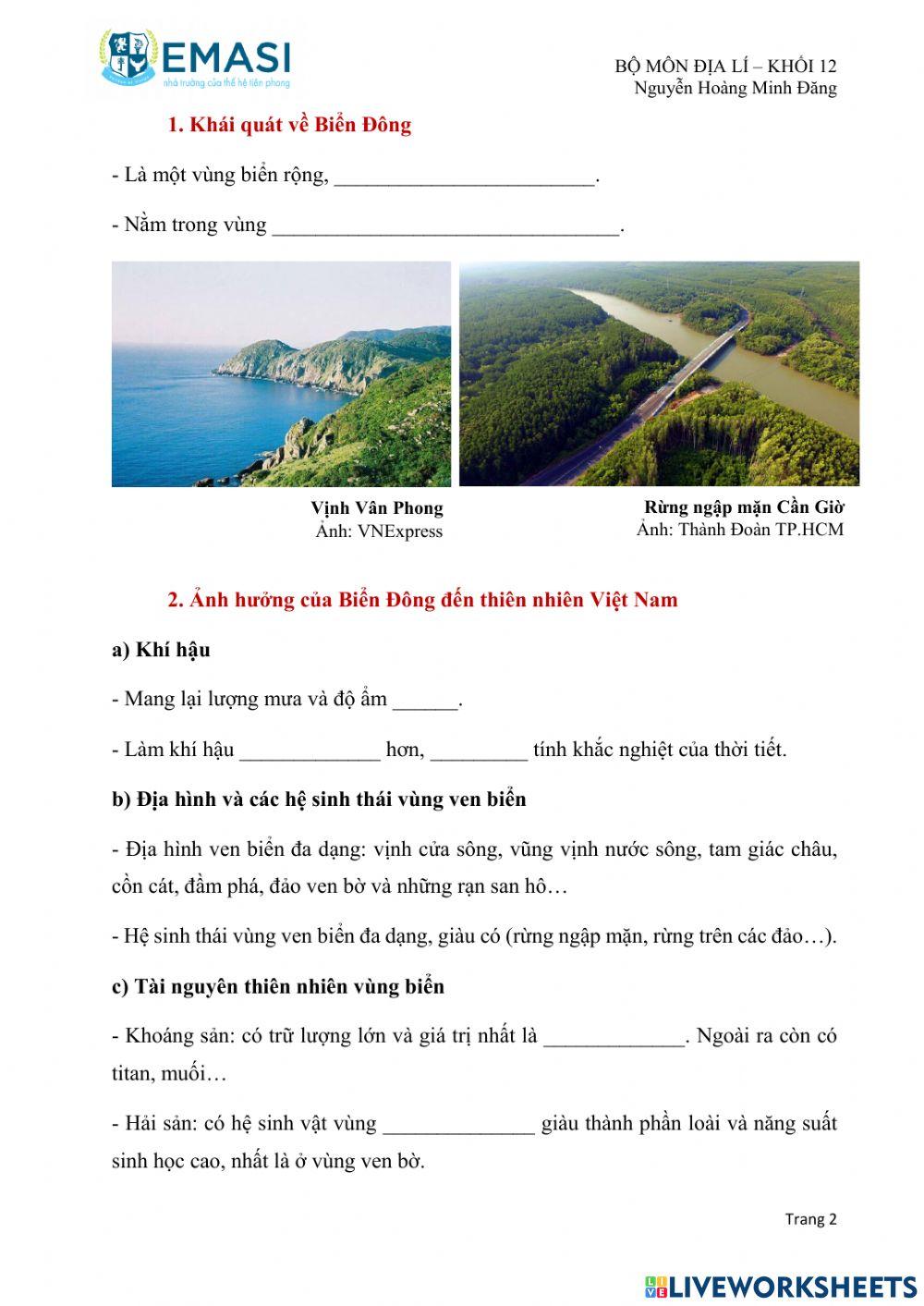 Thiên nhiên chịu ảnh hưởng sâu sắc của biển