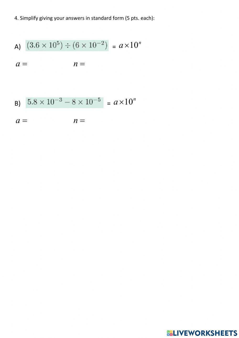 Exponents Quiz