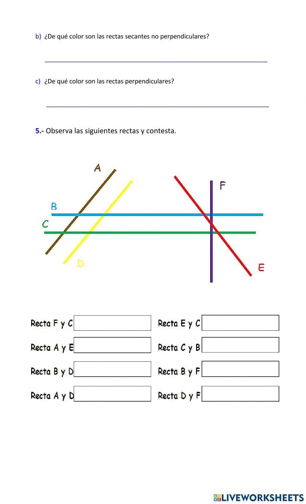 Rectas paralelas, secantes y perpendiculares