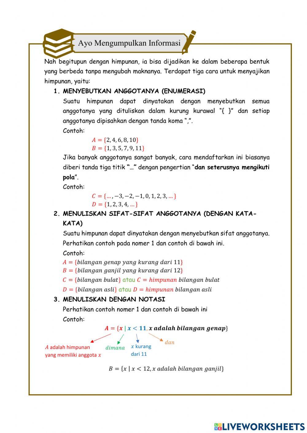 Himpunan Kosong, Himpunan semesta, Penyajian Himpunan
