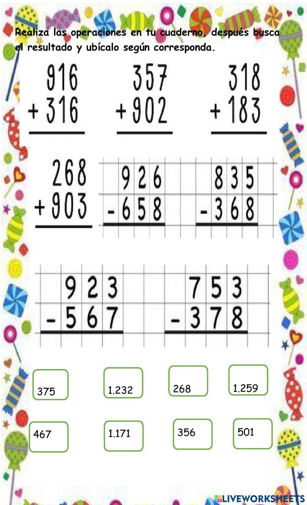 Sumas y restas llevando