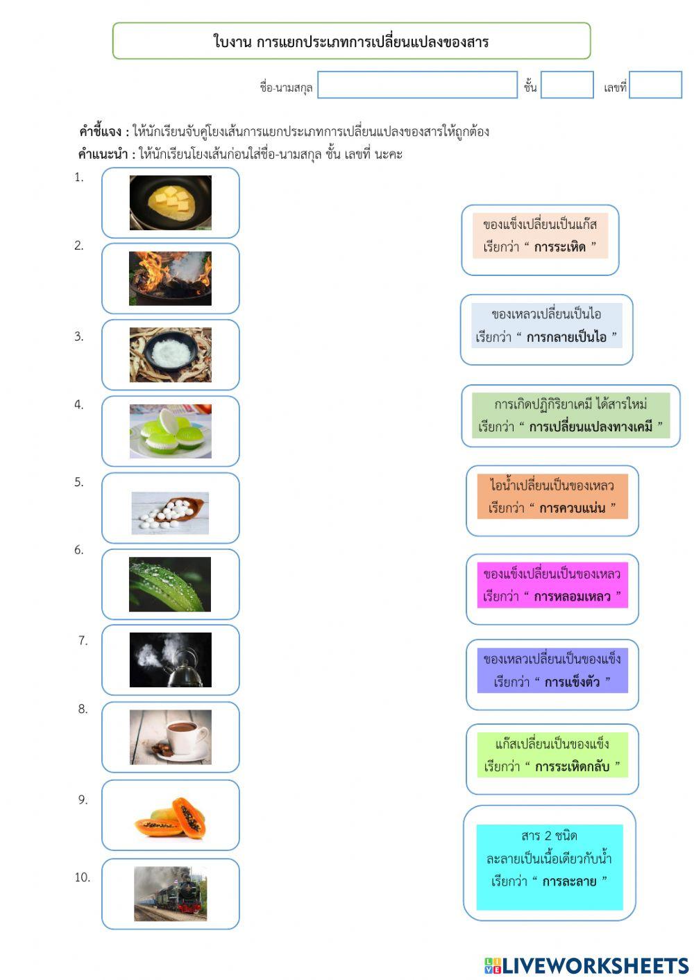 แยกประเภทการเปลี่ยนแปลงสาร