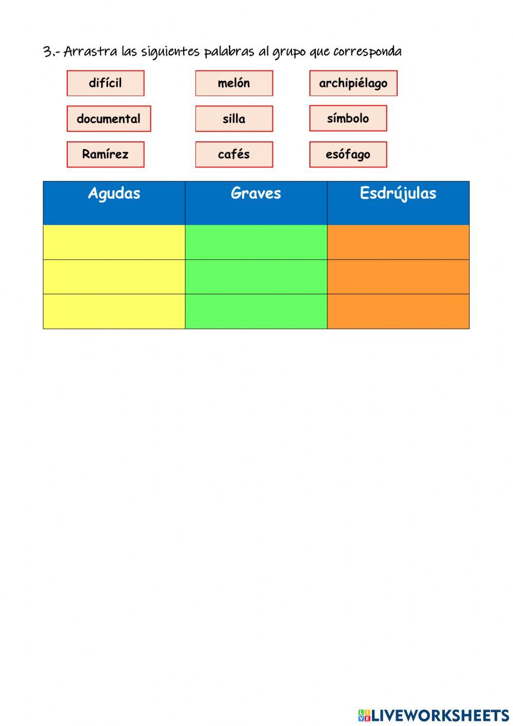 Palabras por el acento