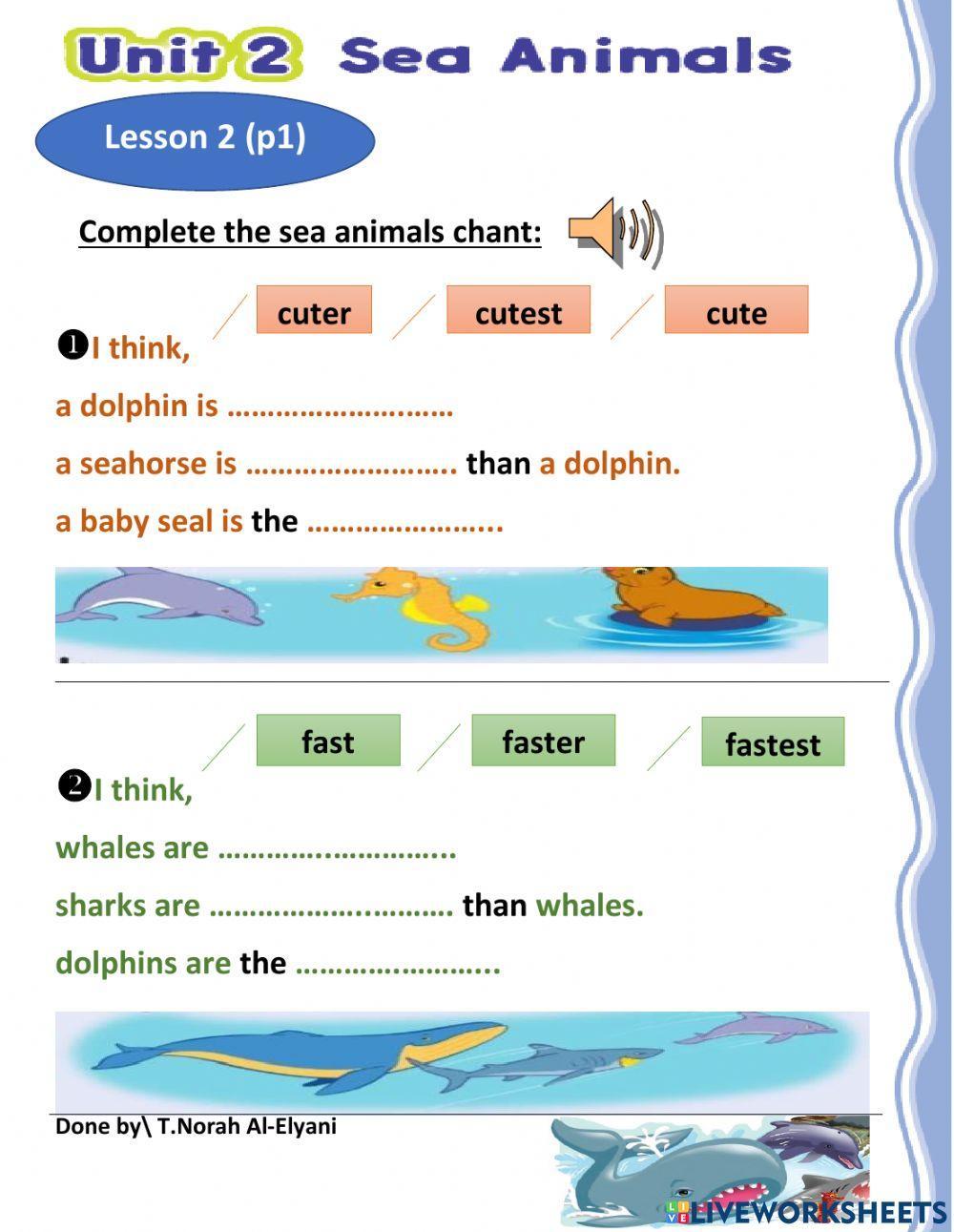 Sea animals adjectives