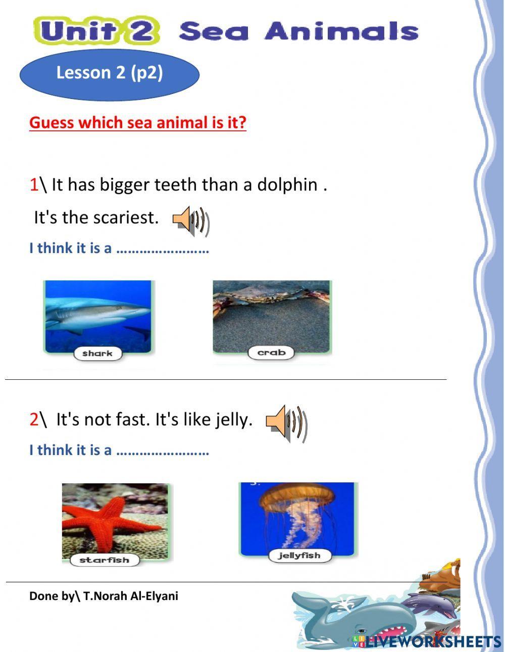 Sea animals adjectives