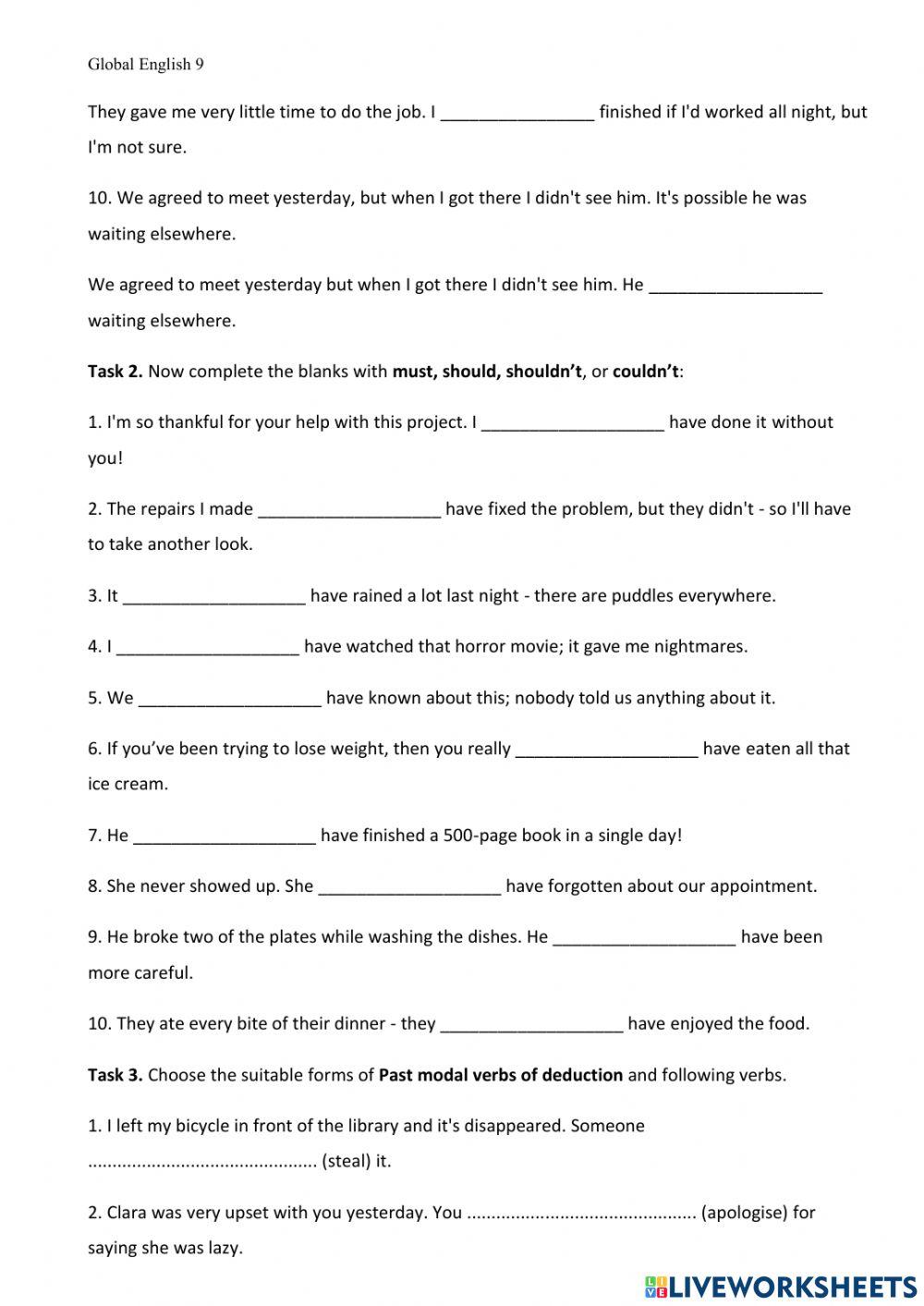 Modal verbs of deduction