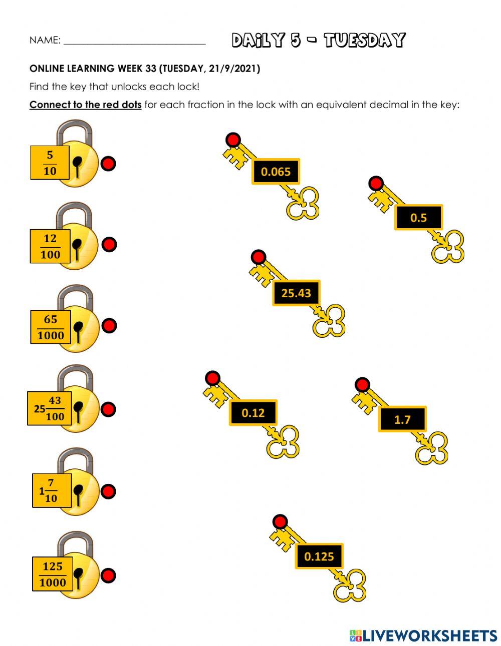 Convert fractions to decimals