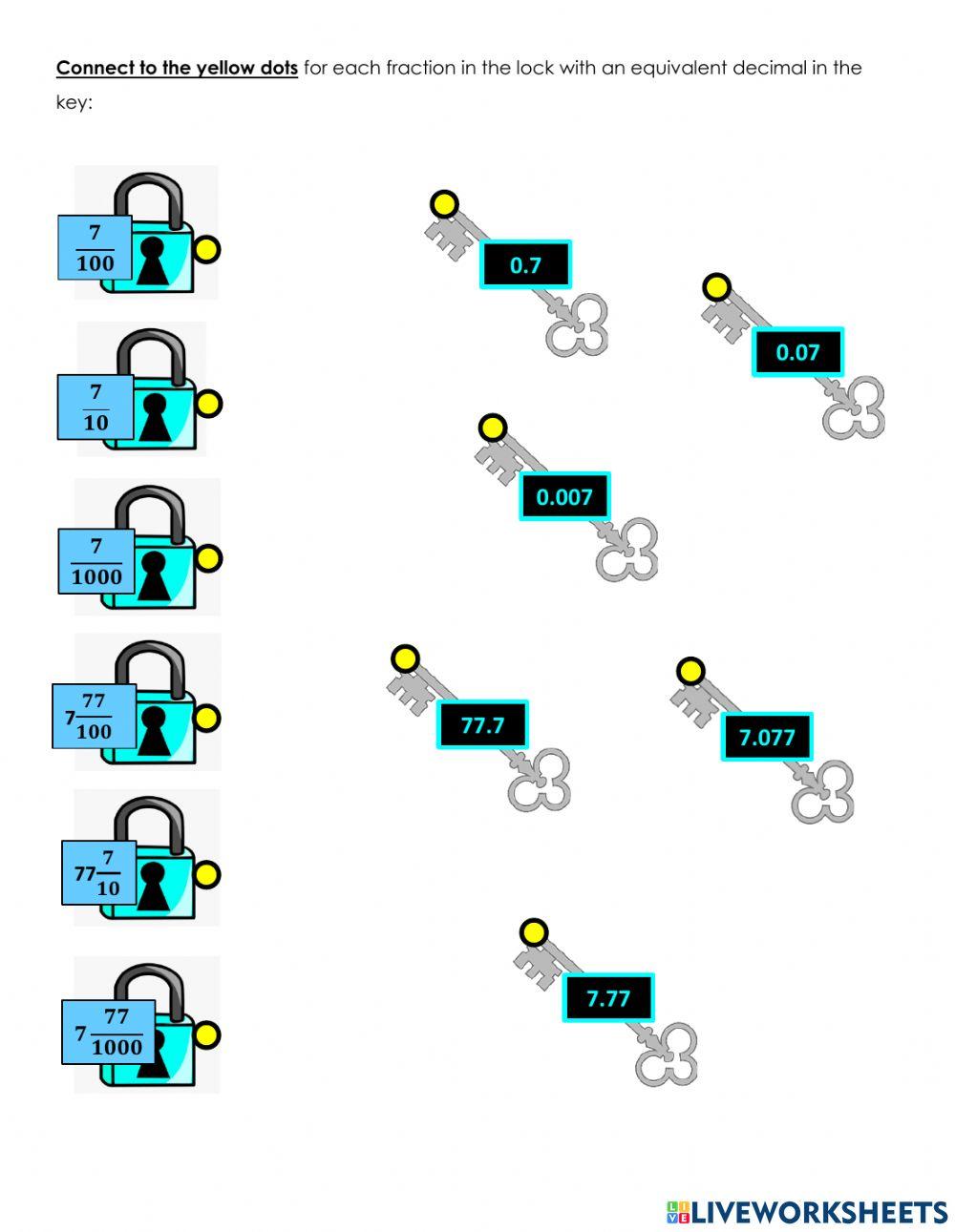 Convert fractions to decimals