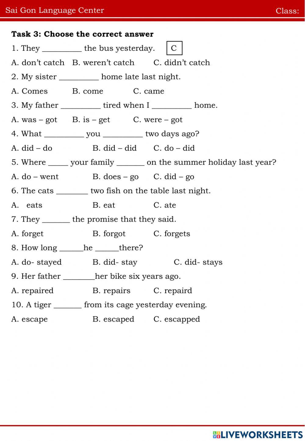 Past simple tense