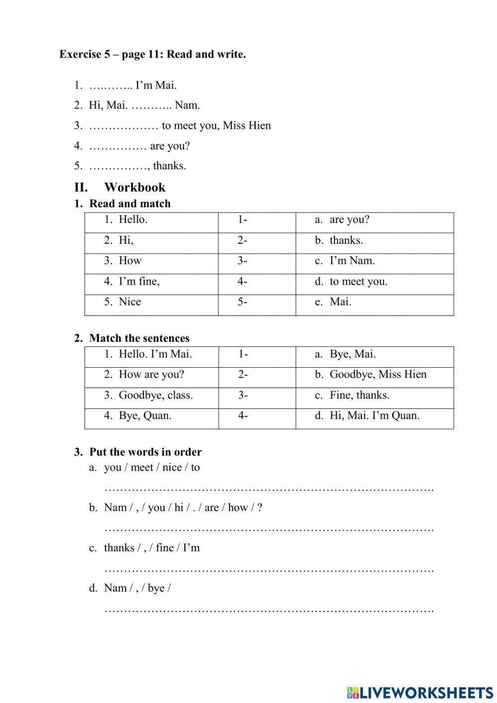 Unit 1 - Grade 3 - workbook