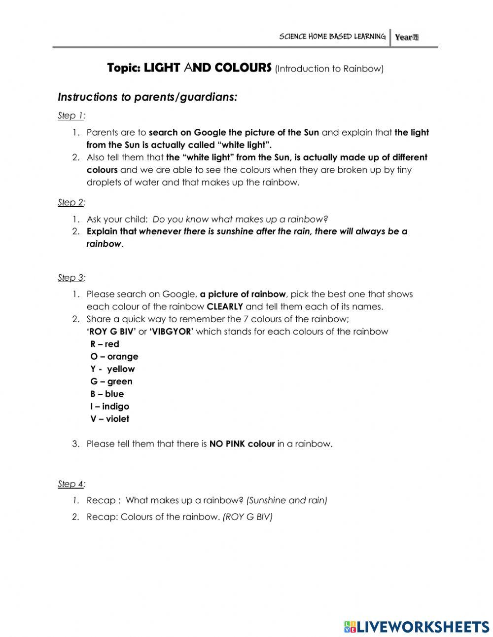 Lights and Colours - Intro to Rainbow