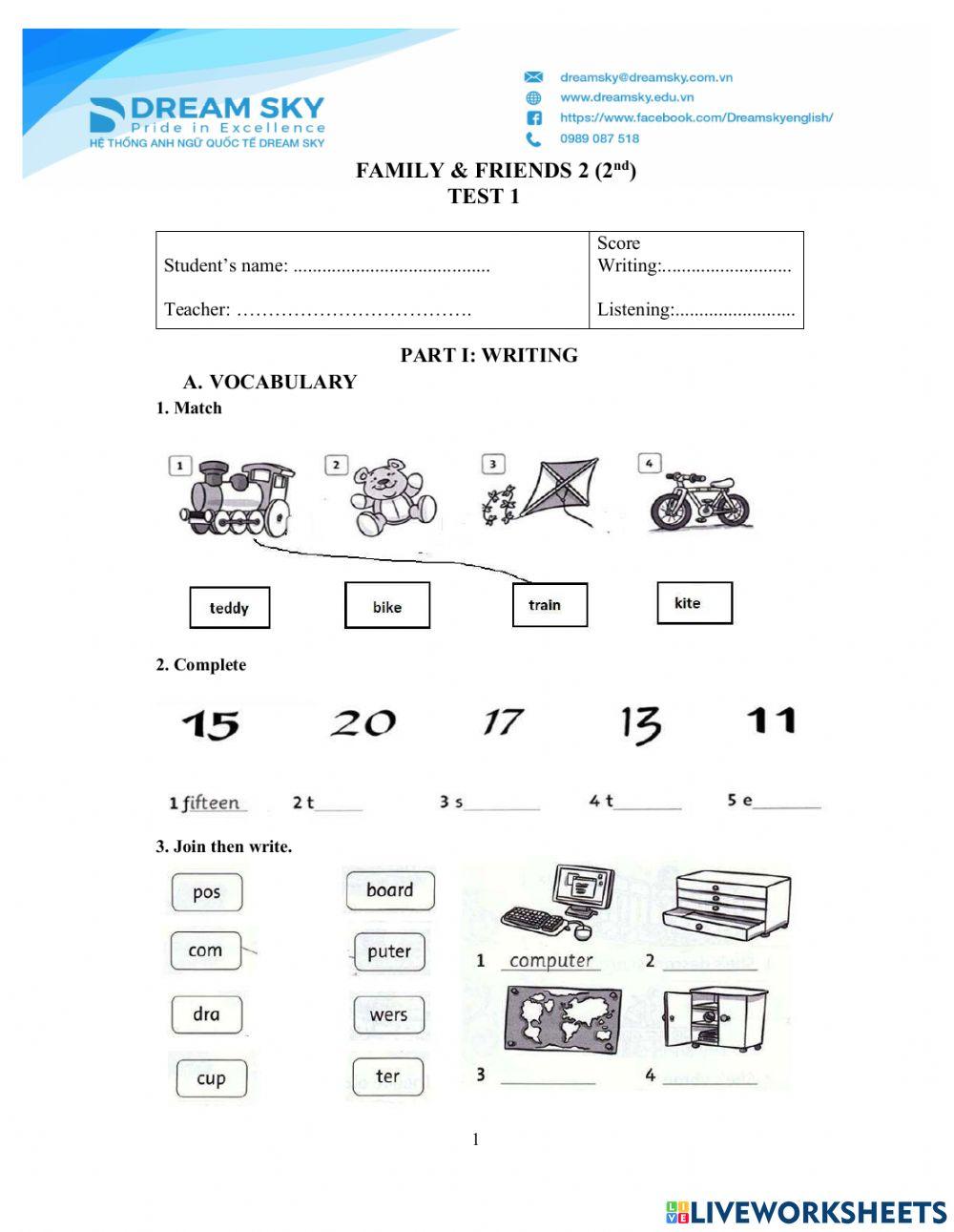 DS - Fa2 - Test 1 Writing
