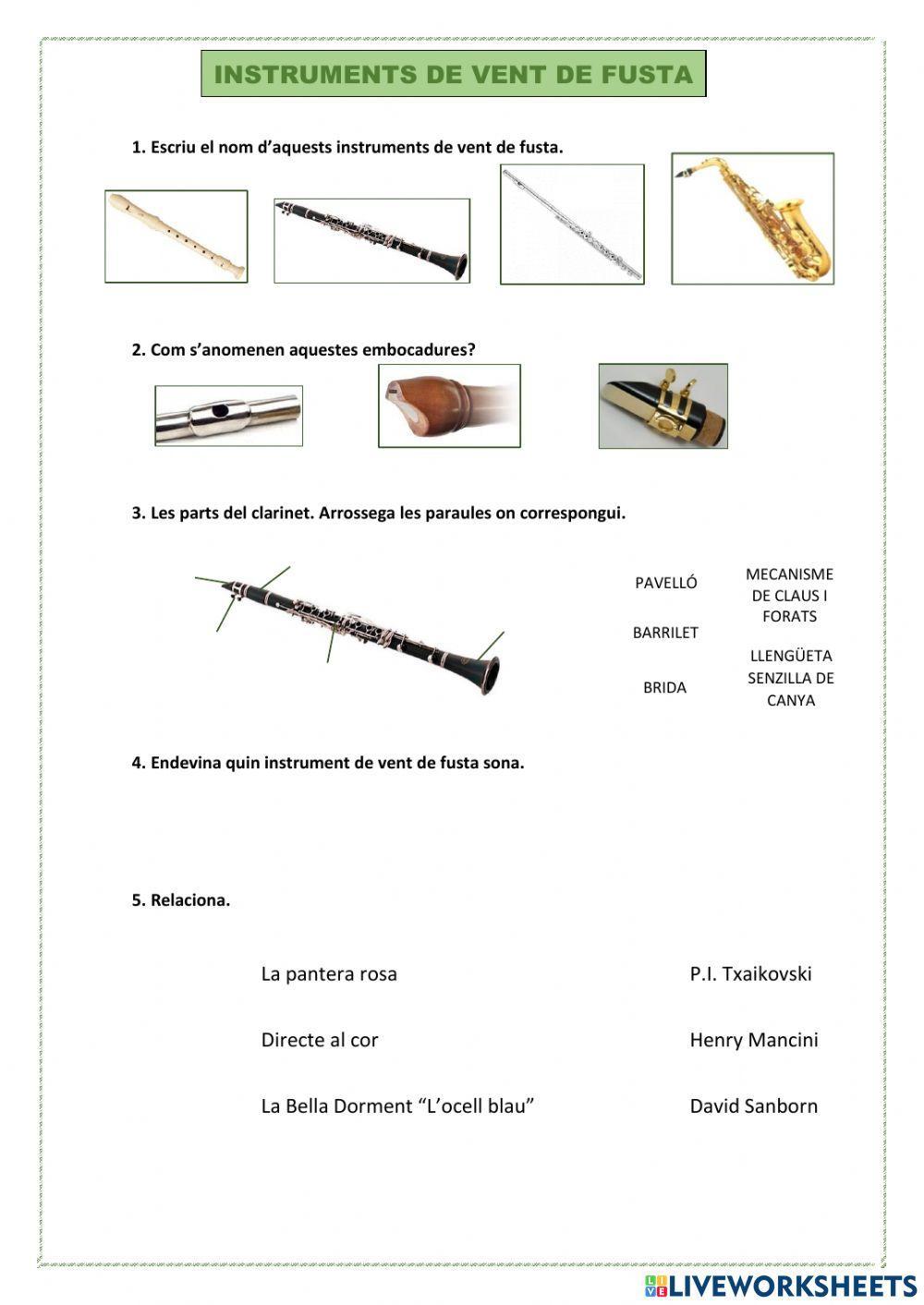 Instruments de vent fusta