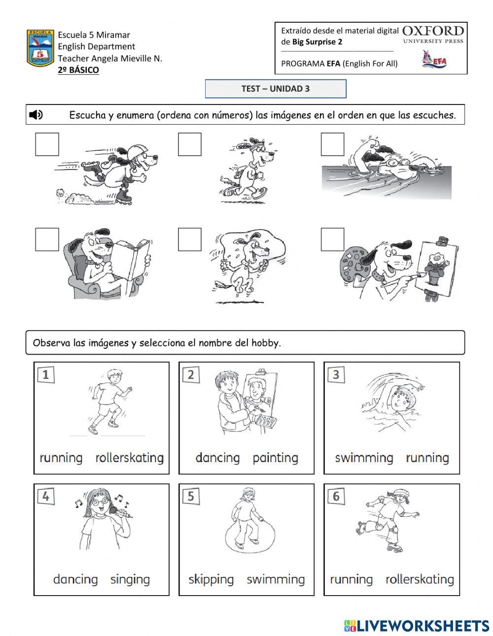 Test Unit 3 - 2º Básico