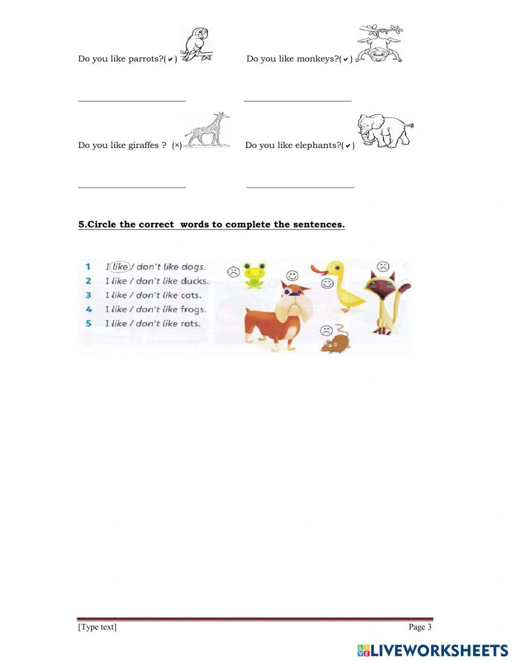 Animals - Like-Don't Like