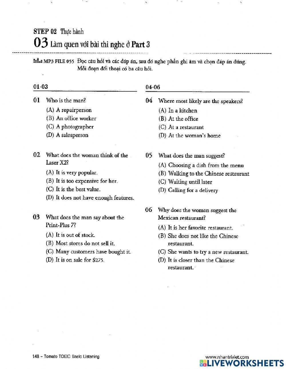 TOEIC 1 listening part 3