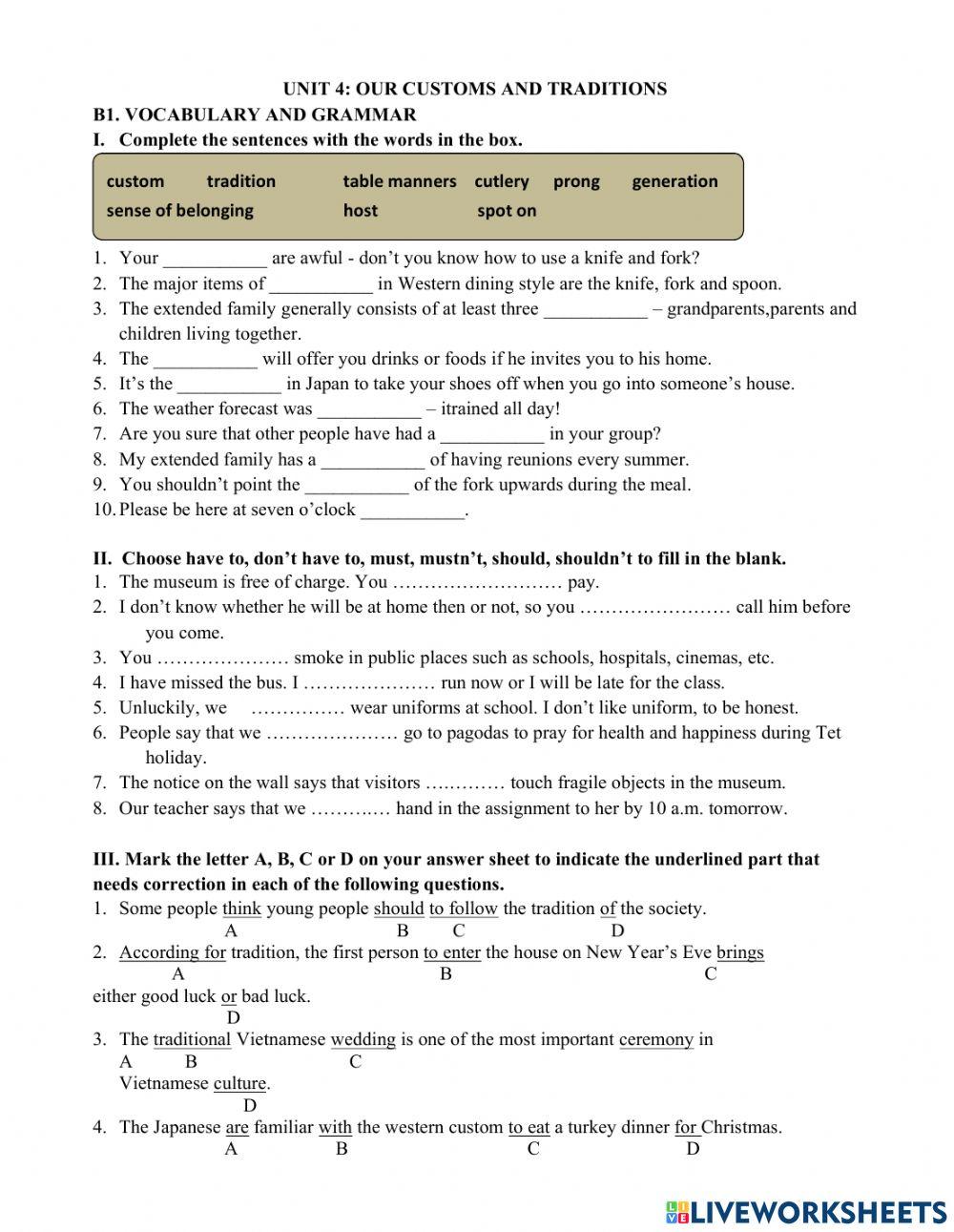 Unit 4- b1.vocabulary and grammar