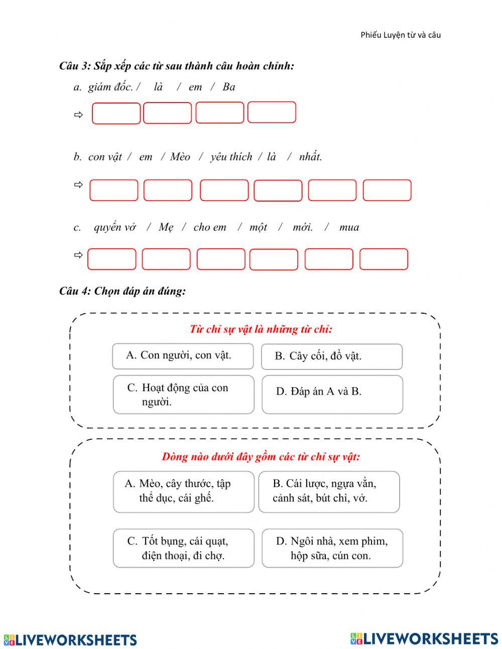 Từ chỉ sự vật
