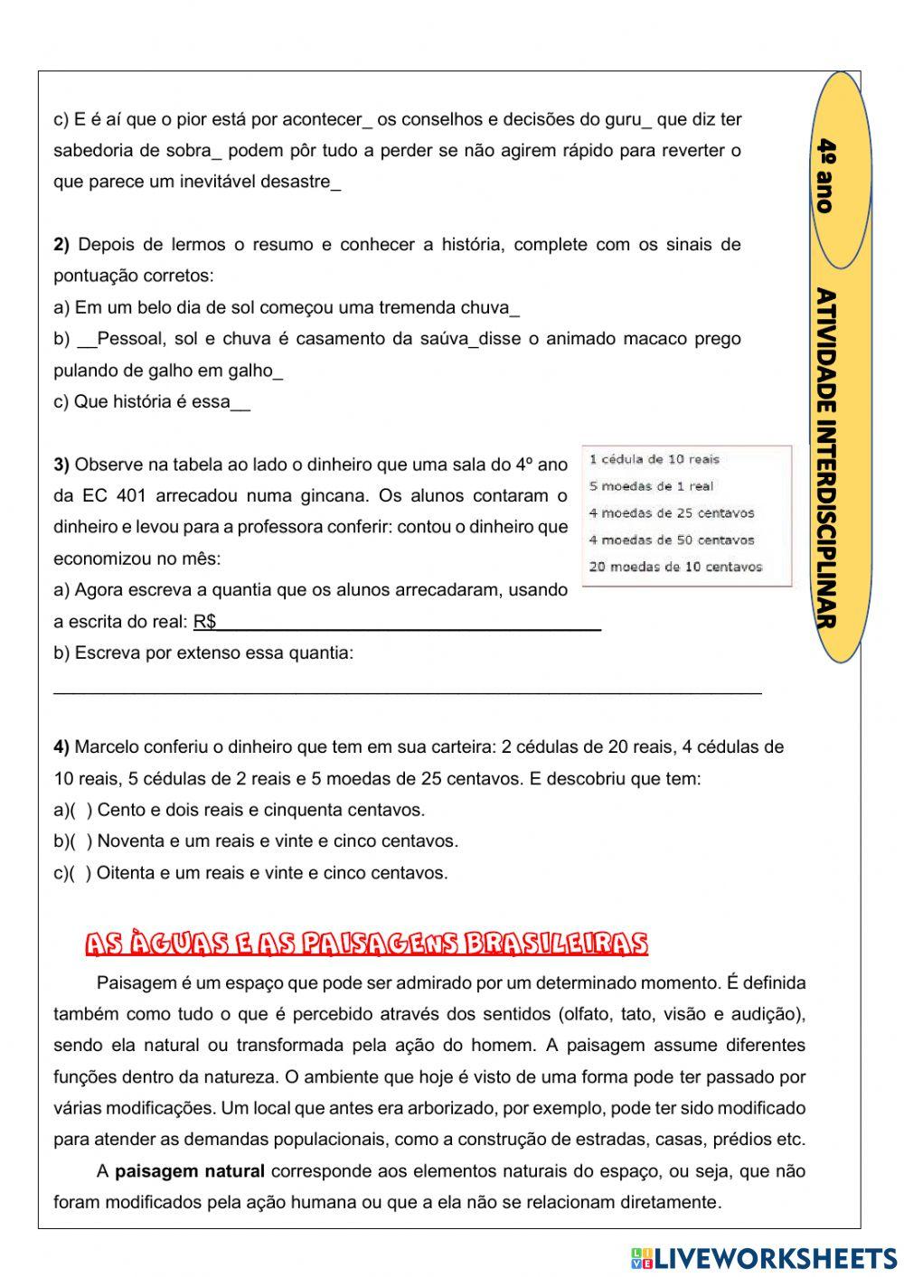 Atividade interdisciplinar quarta