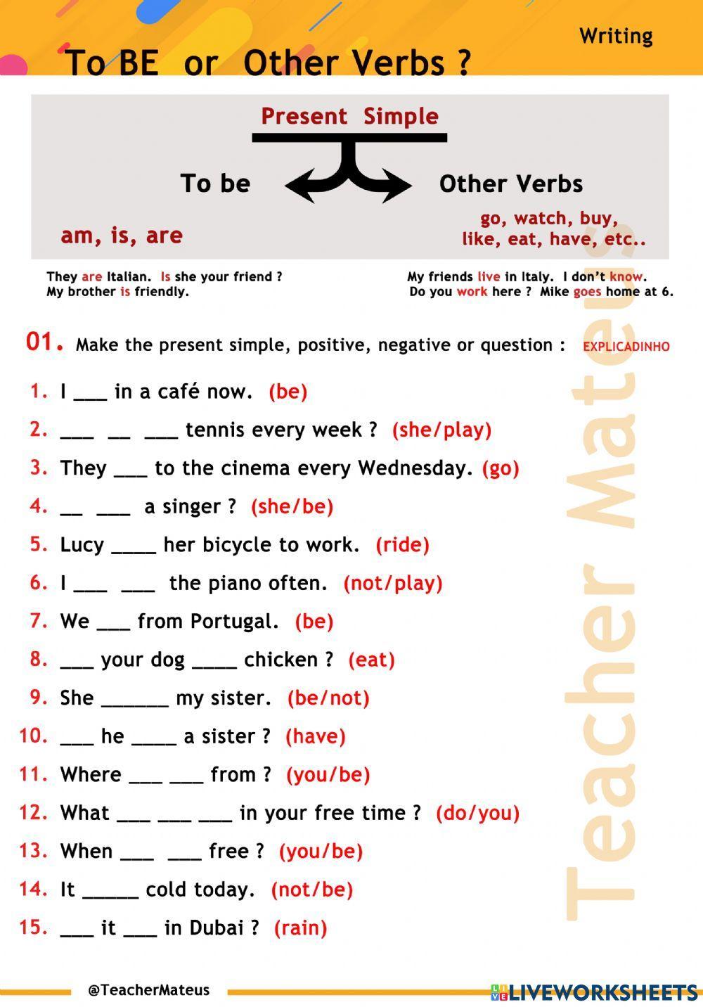 1403203 present simple to be or other verbs