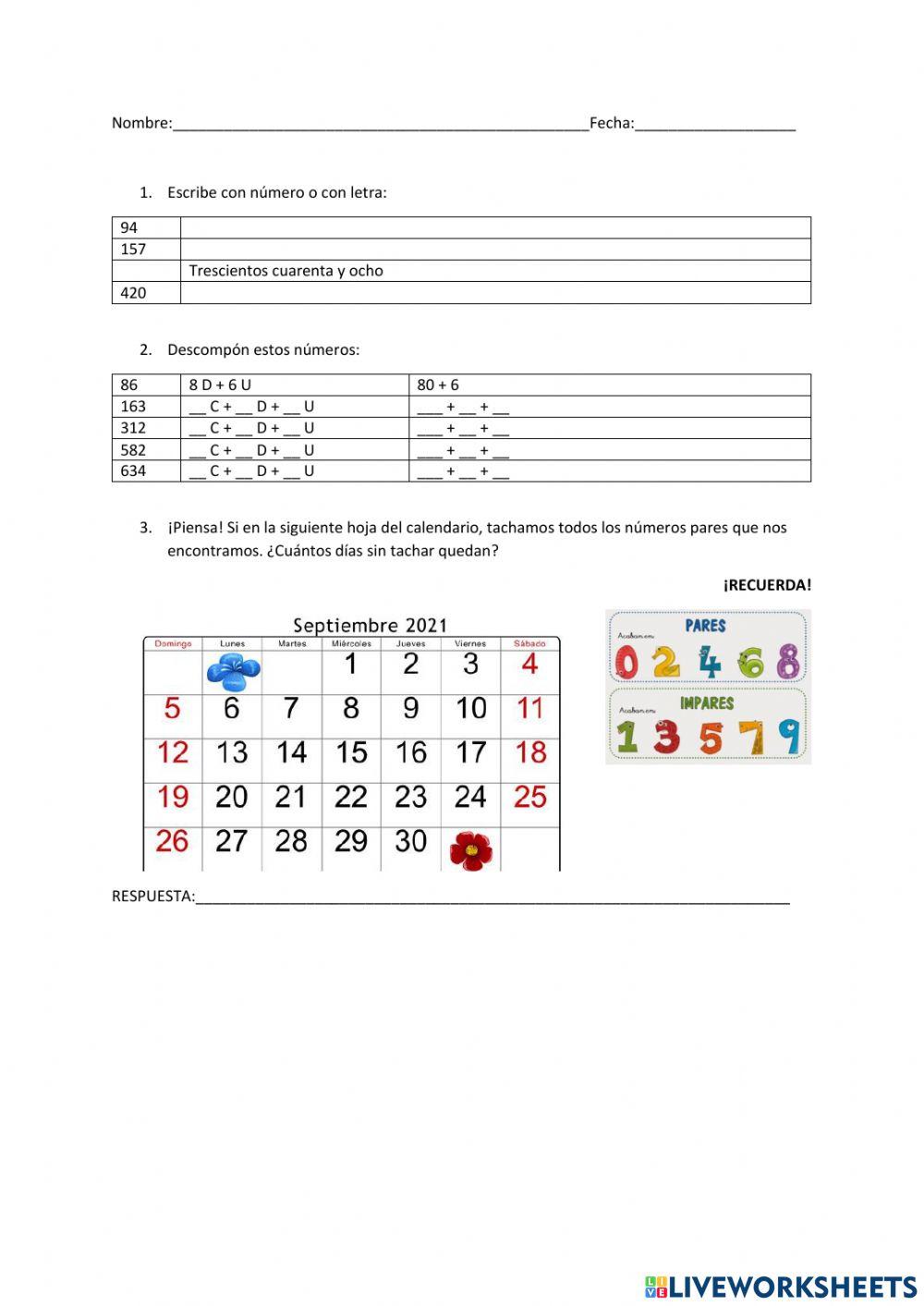 Repaso Lengua y Mates