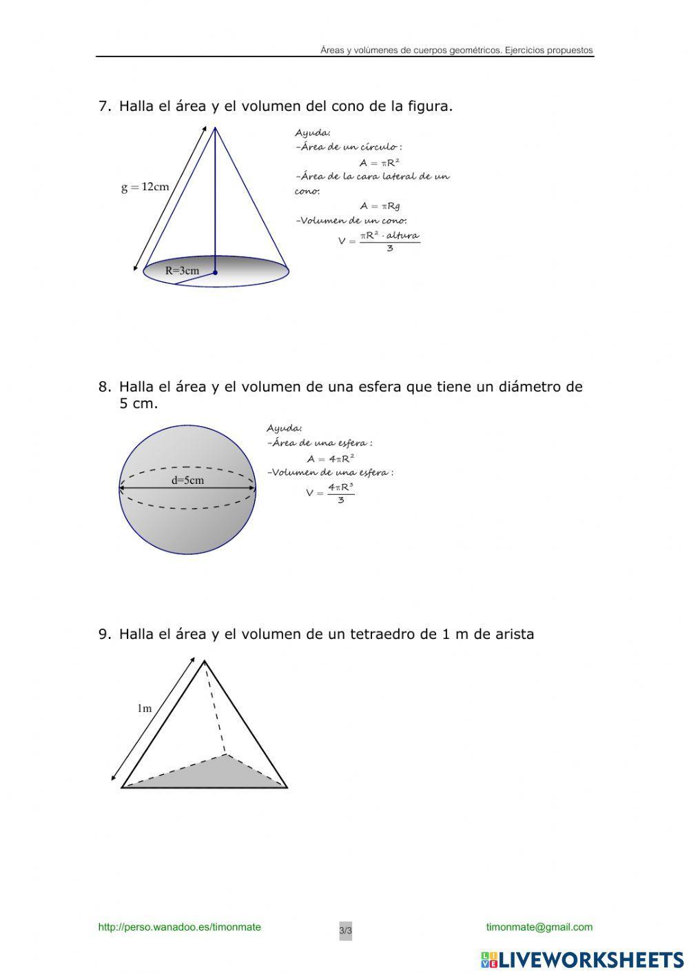 Area y volumen cuerpos geometricos