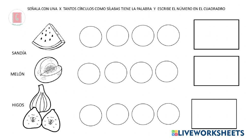 Contar sílabas (frutas)