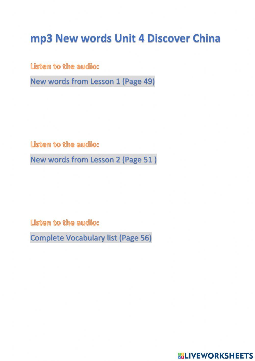 Discover China unit4