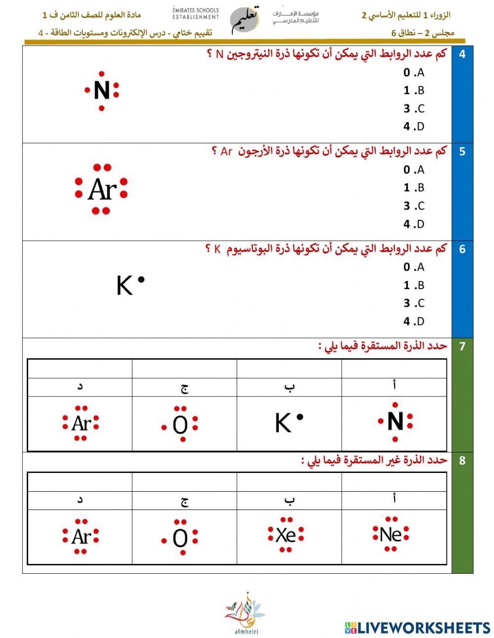 الإلكترونات و مستويات الطاقة 4