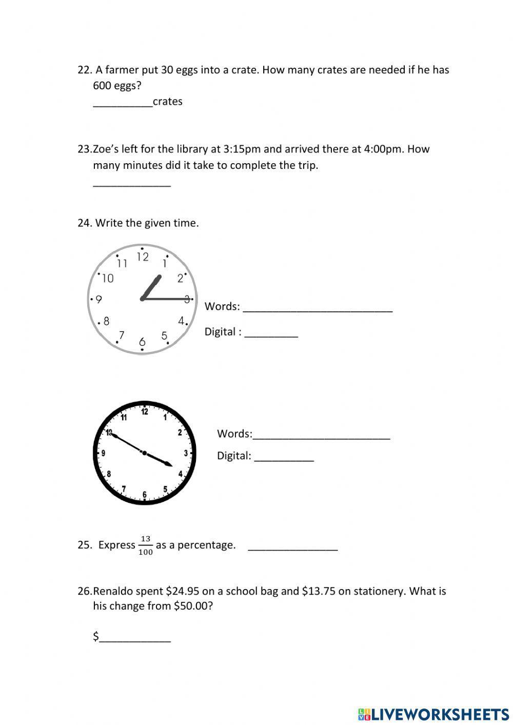 Mathematics Assessment 1