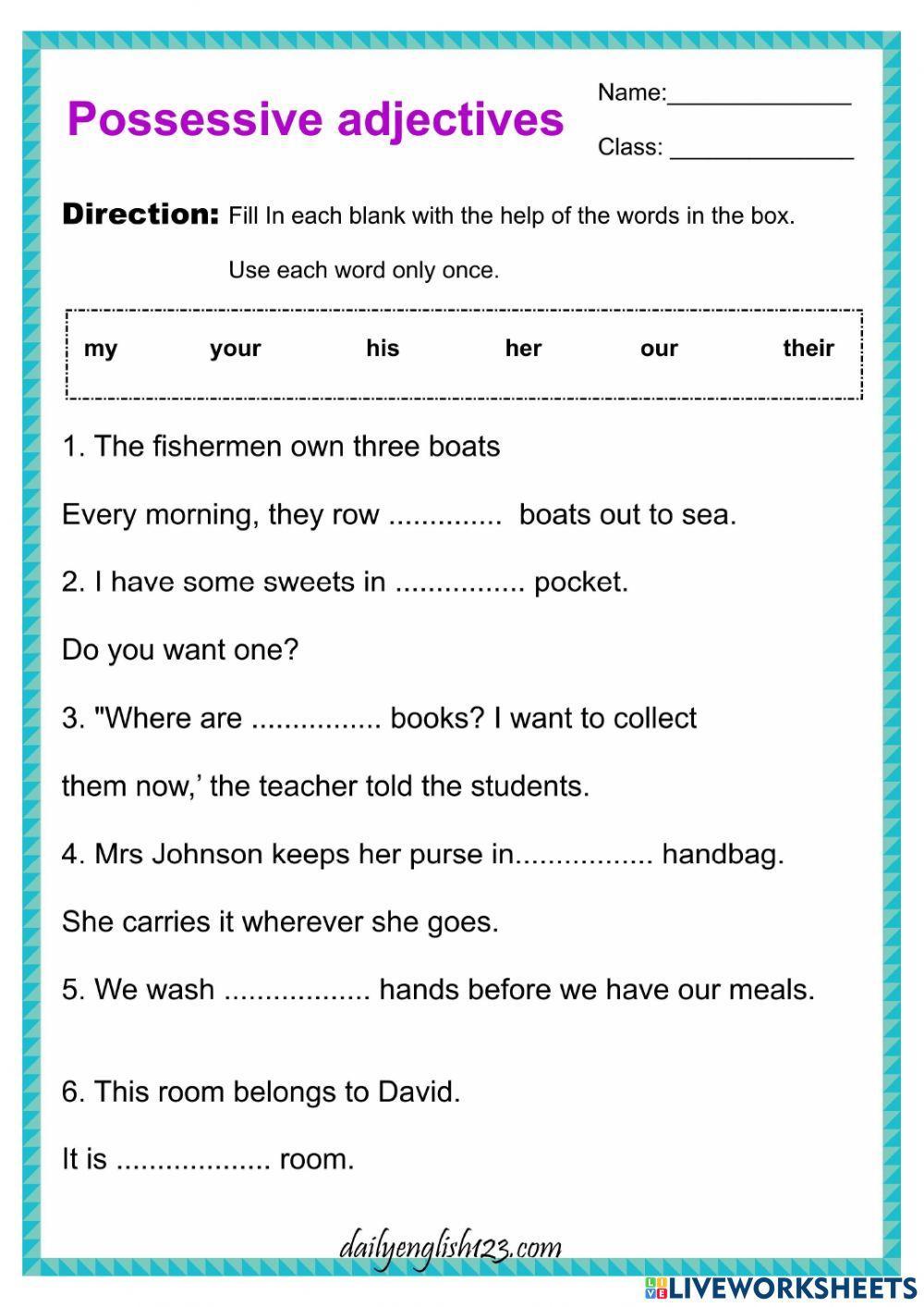 Possessive adjective 2