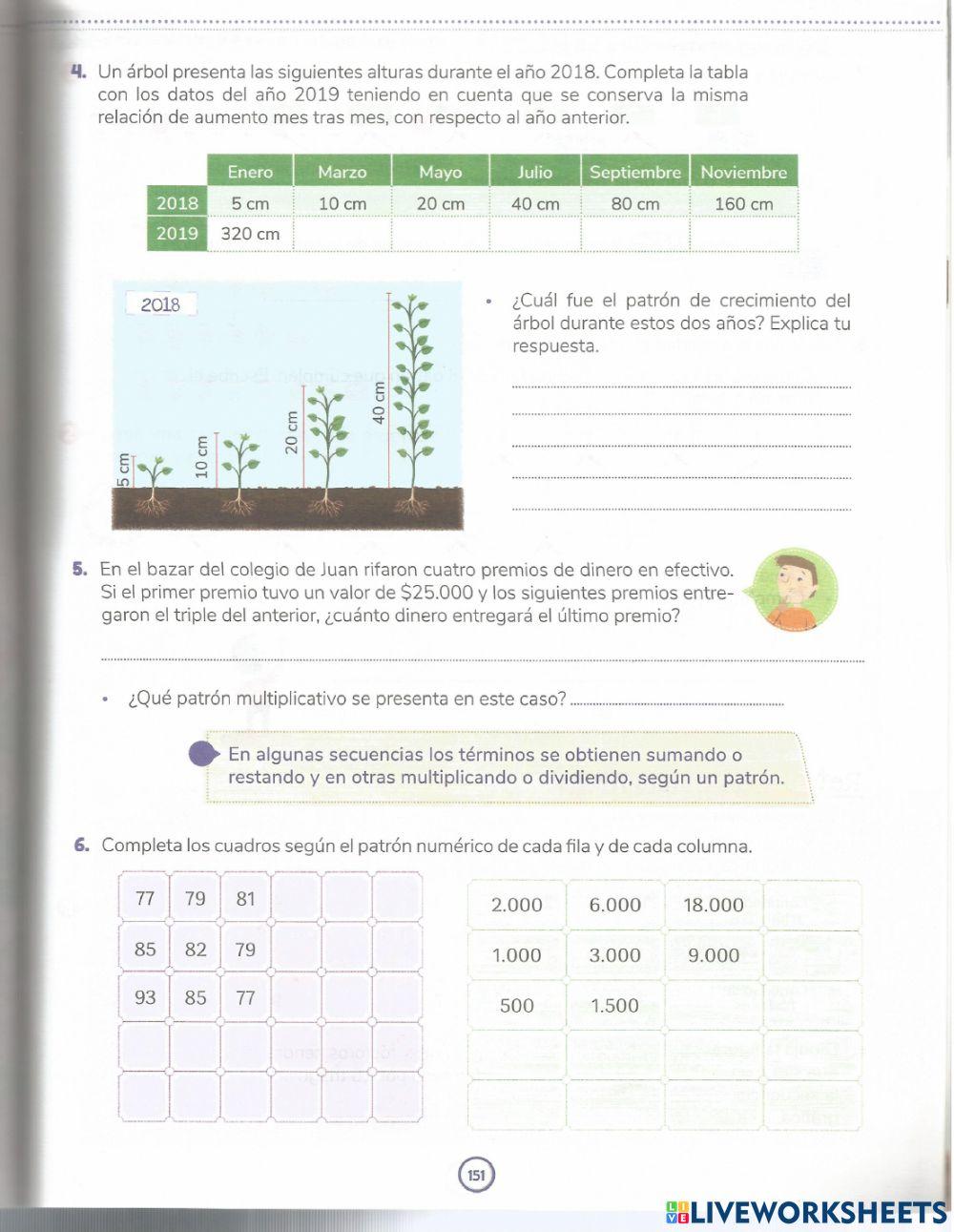 Patrones aditivos y multiplicativos