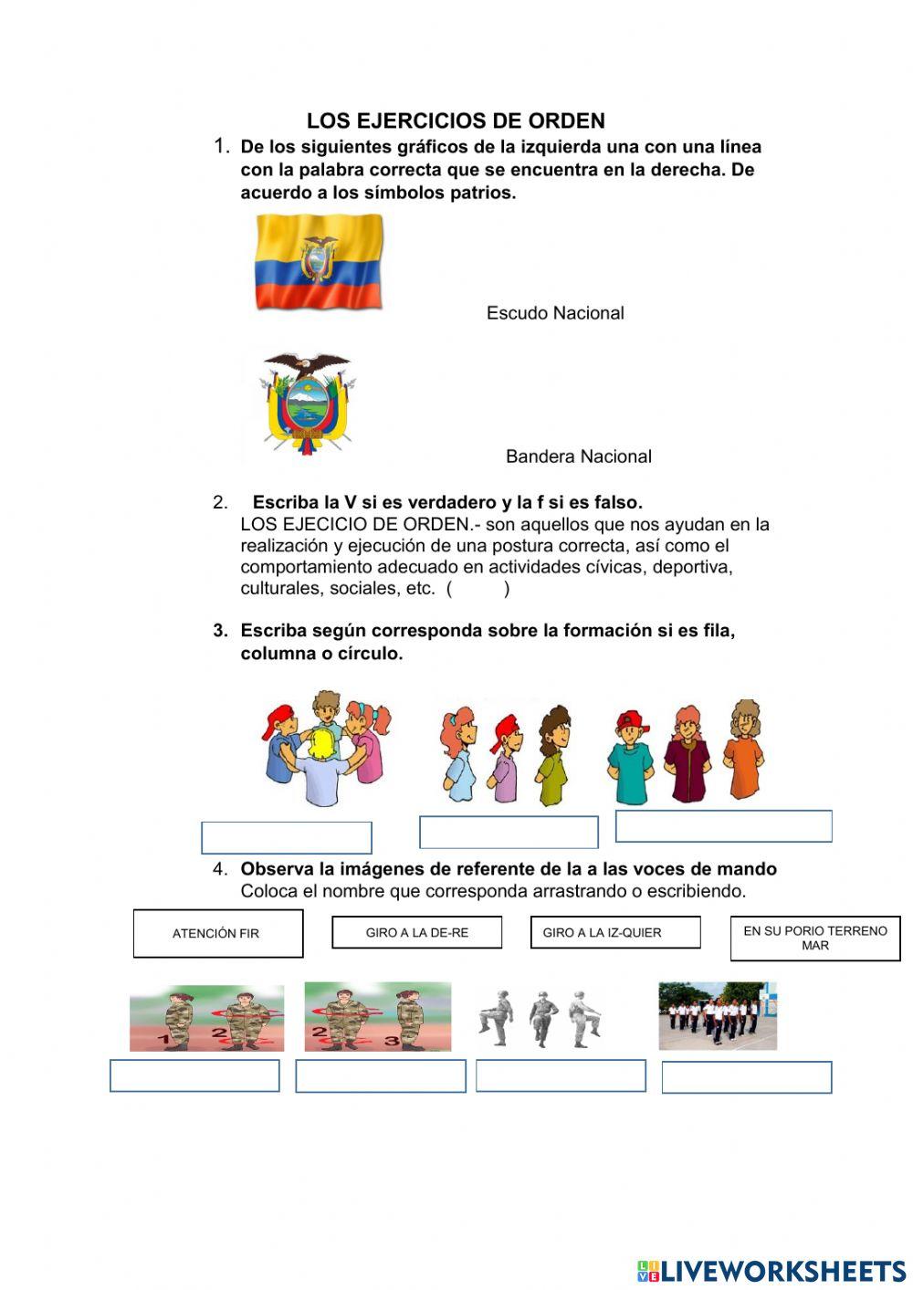 Ejercicios de orden bachilerato