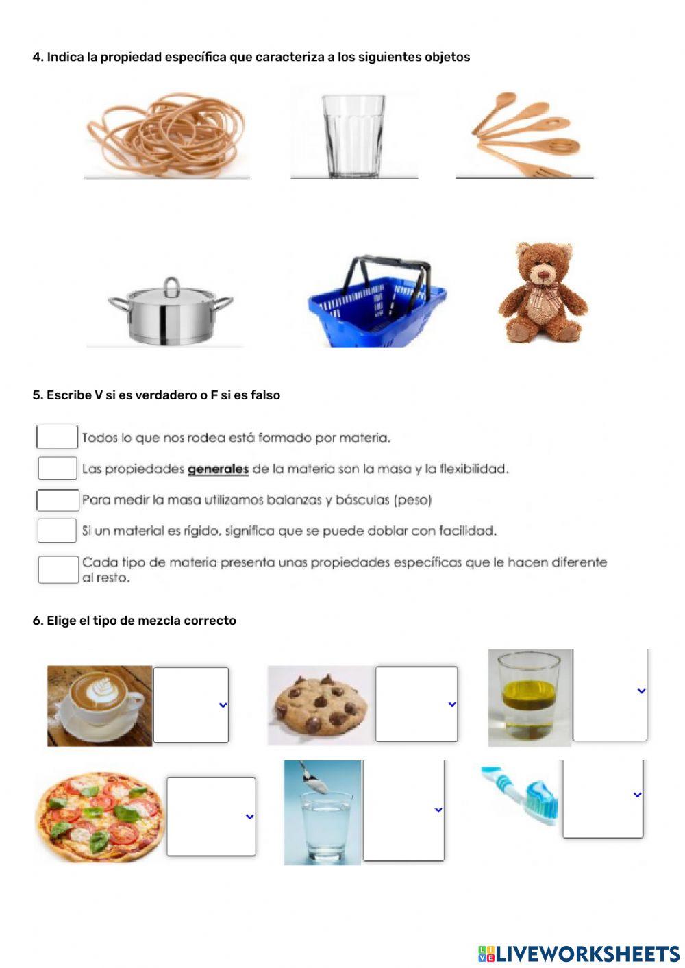 Propiedades de la materia y mezclas