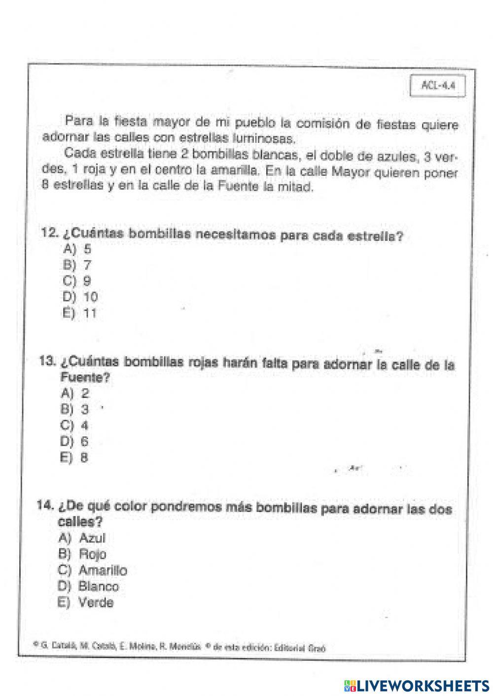 Comprensión lectora 4º