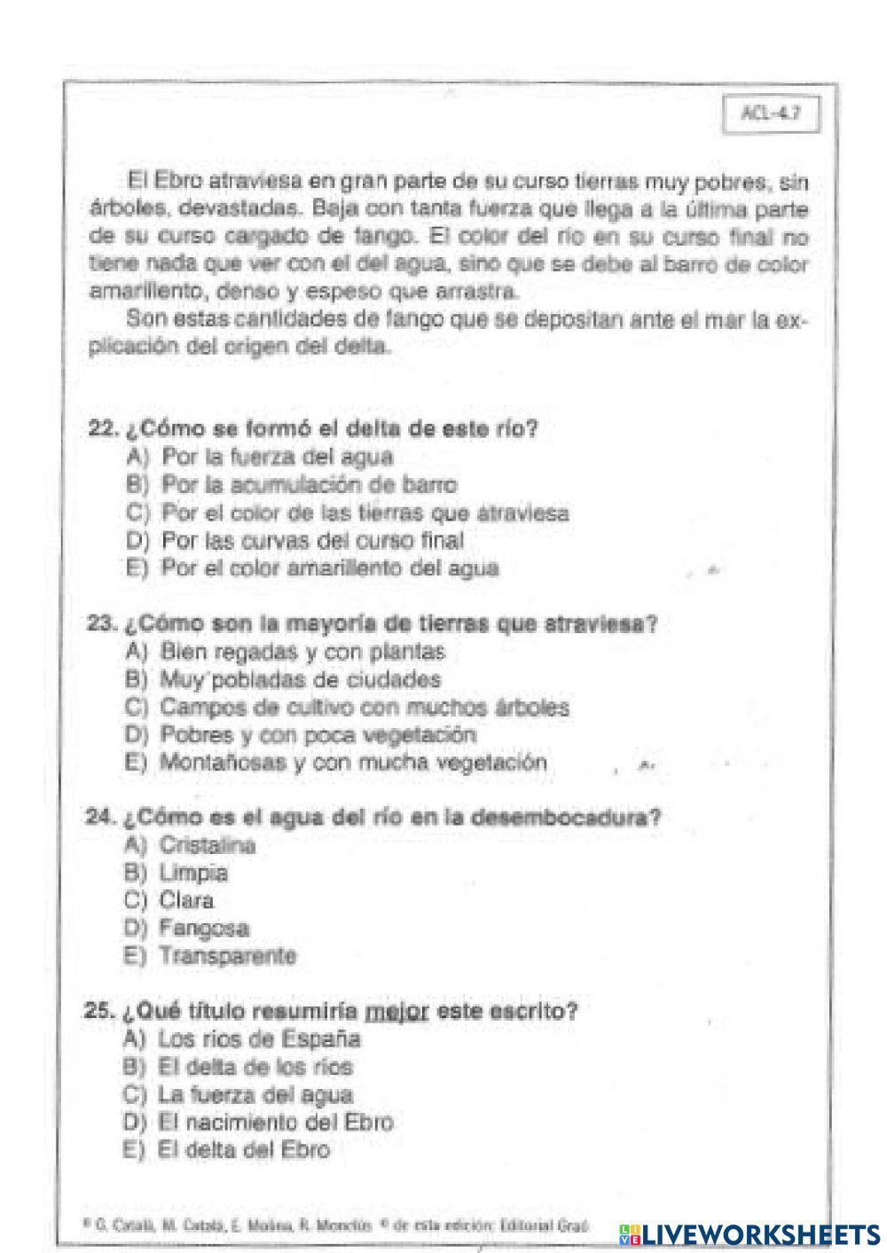 Comprensión lectora 4º