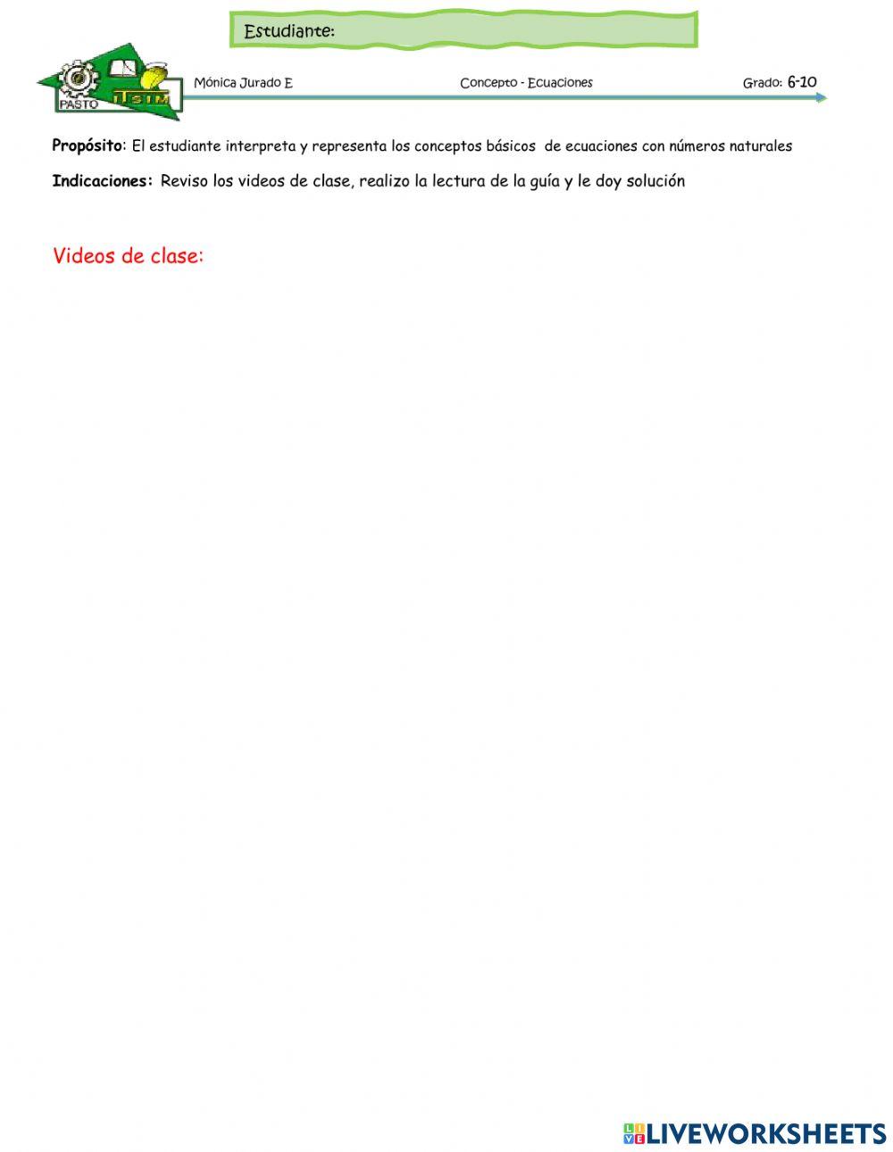 Concepto de ecuaciones