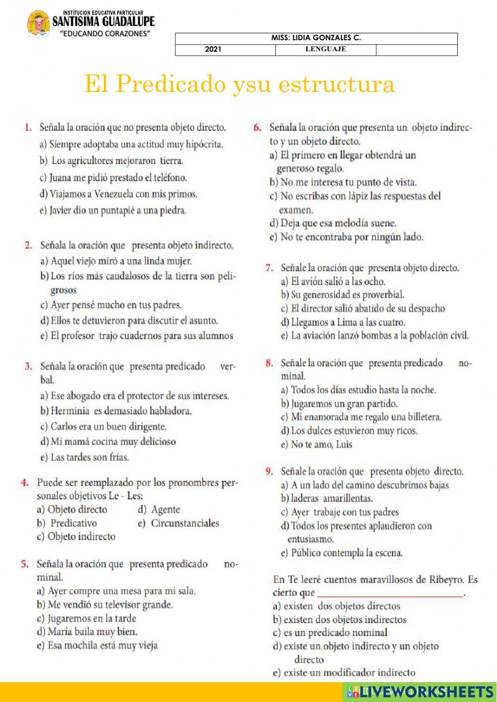 Predicado y us estructura