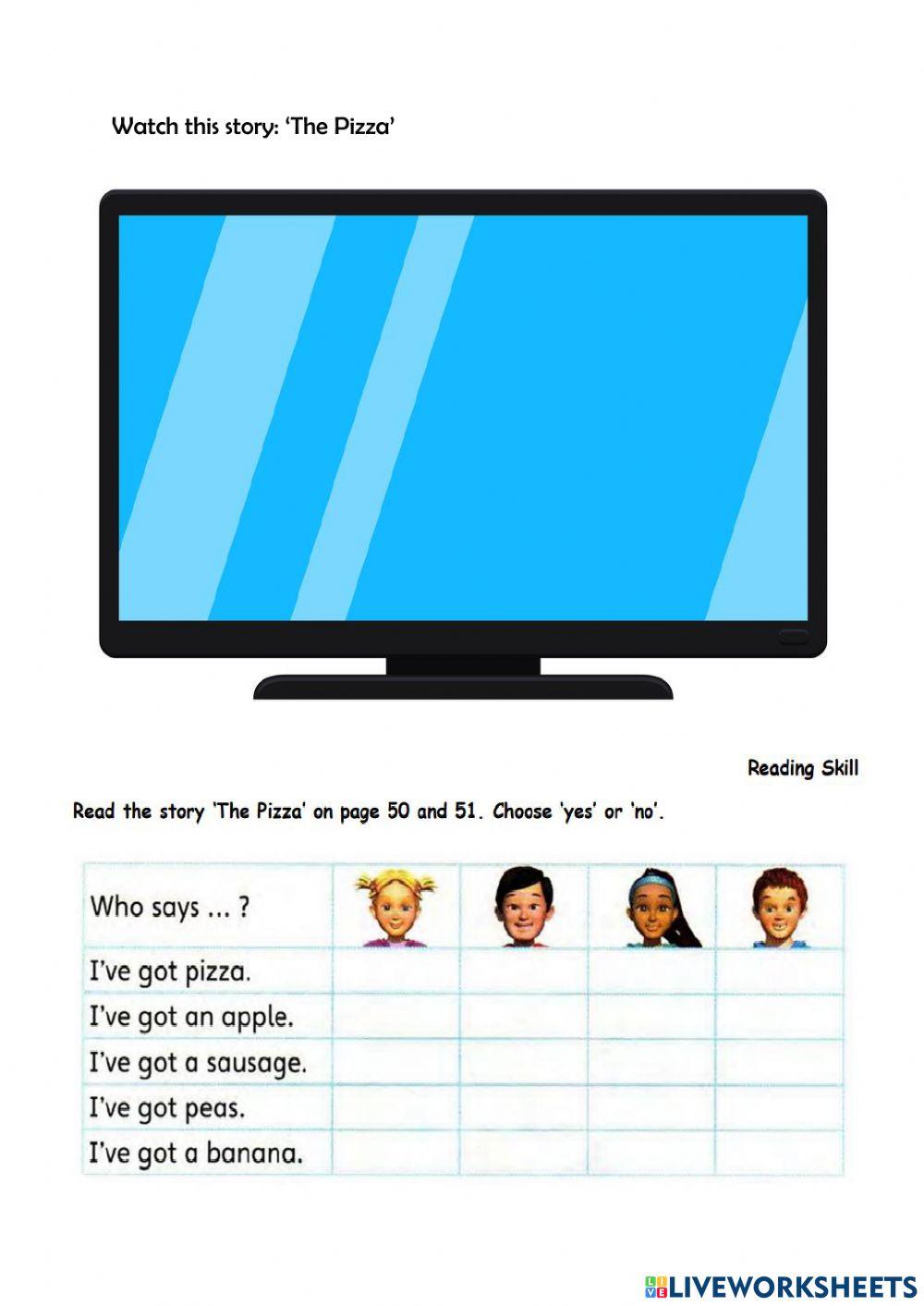 The Pizza interactive worksheet | Live Worksheets