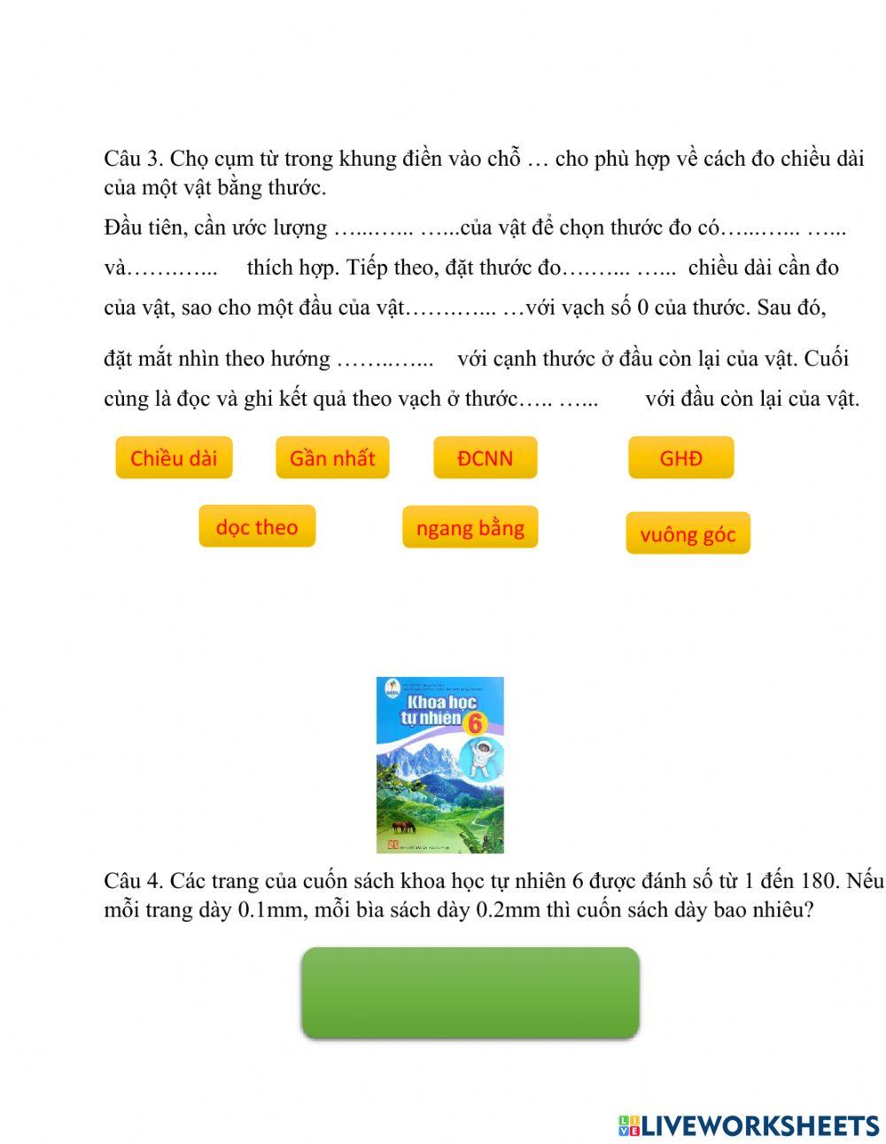 Luyện tập đo chiều dài