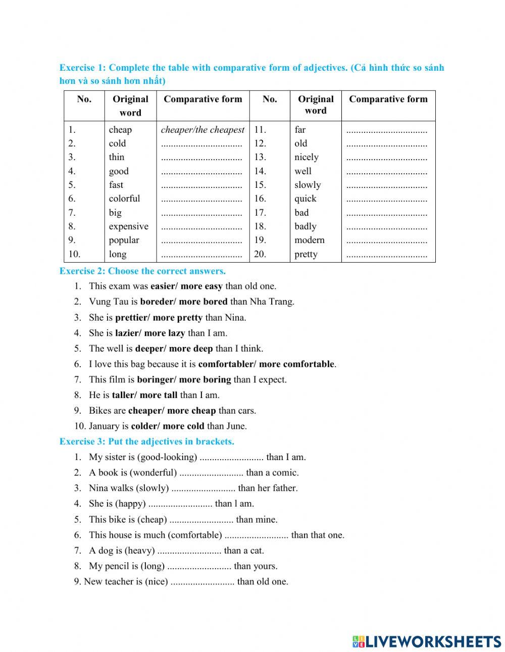 Homework 1 comparision