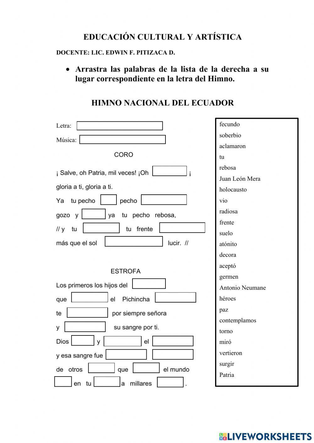 HIMNO NACIONAL DEL ECUADOR