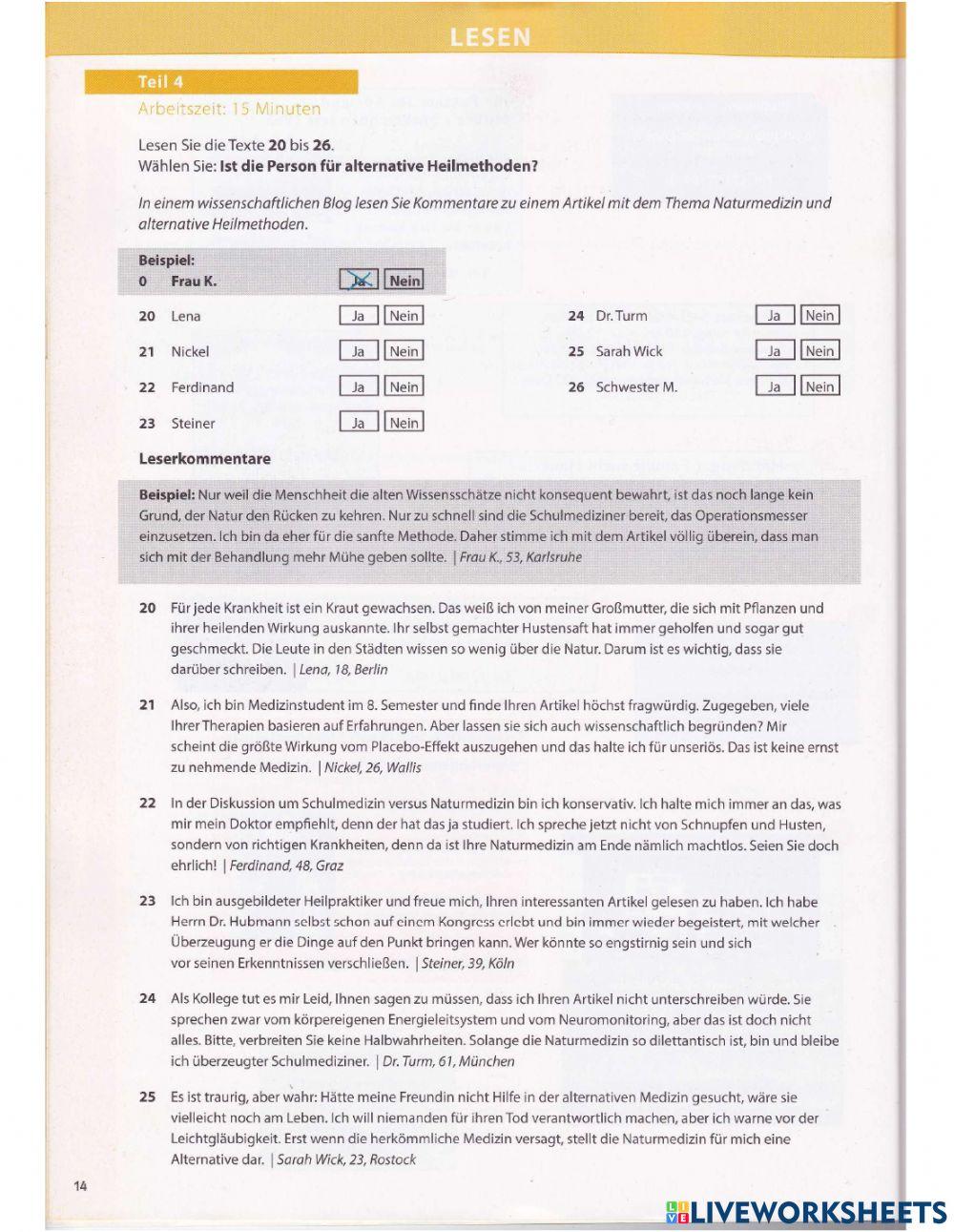 Training B1 - Lesen 1 - Teil 4 5 (SGNB)