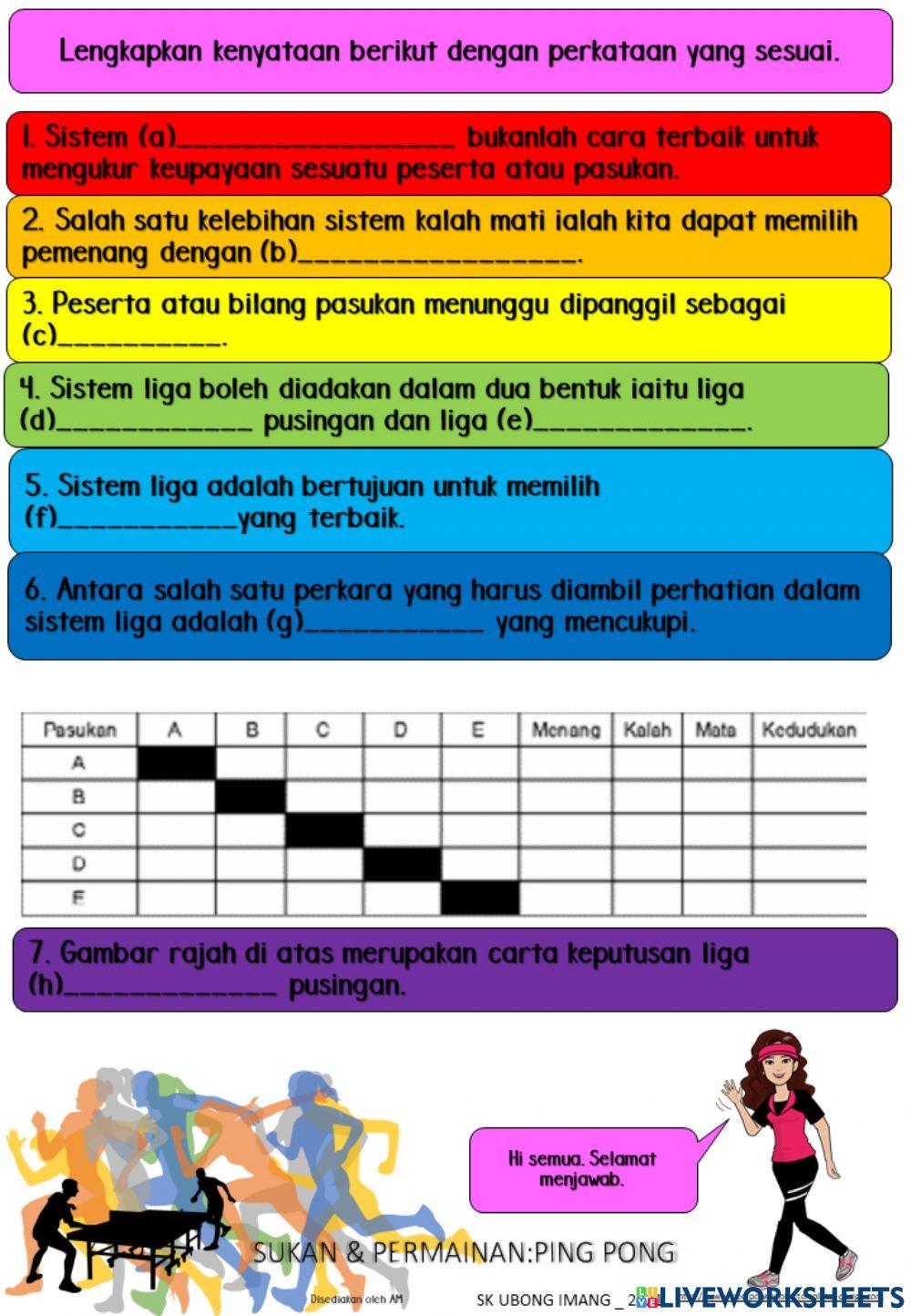Sukan Ping Pong Sekolah Rendah
