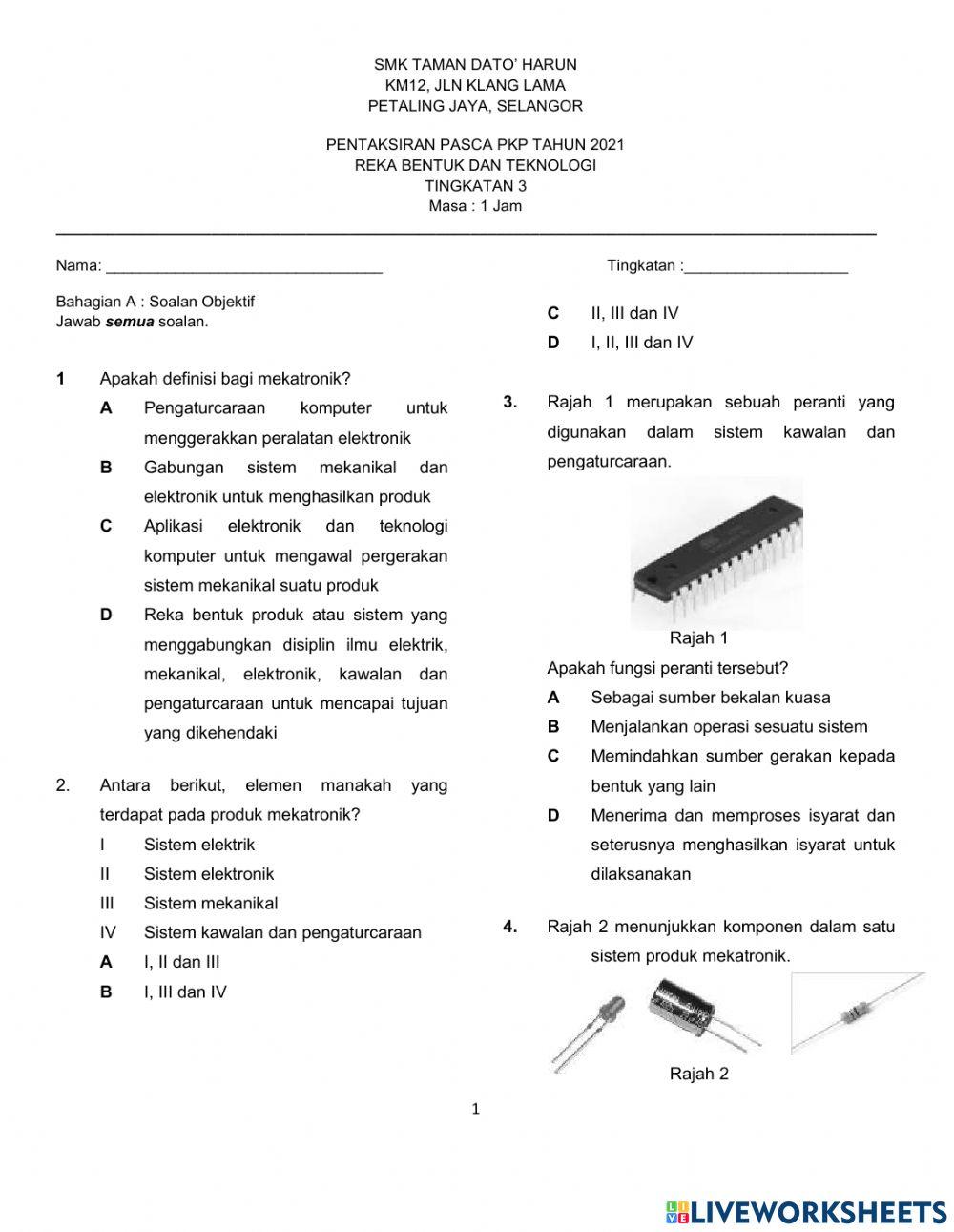 Pentaksiran rbt tingkatan 3 2021